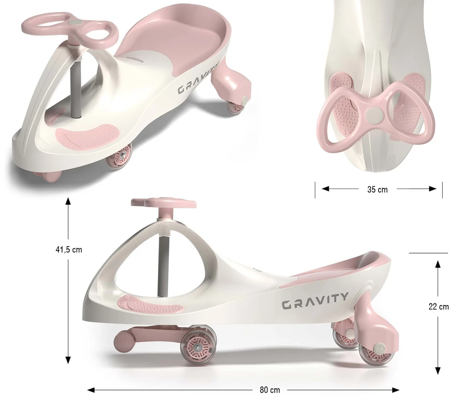 Milly Mally Jeździk „Gravity Ride-on“ kreminės-rožinės spalvos vežimėlis