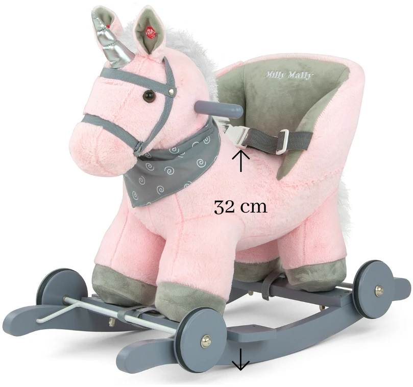 Supamasis žirgas su melodija ir ratukais Milly Mally Polly rožinis