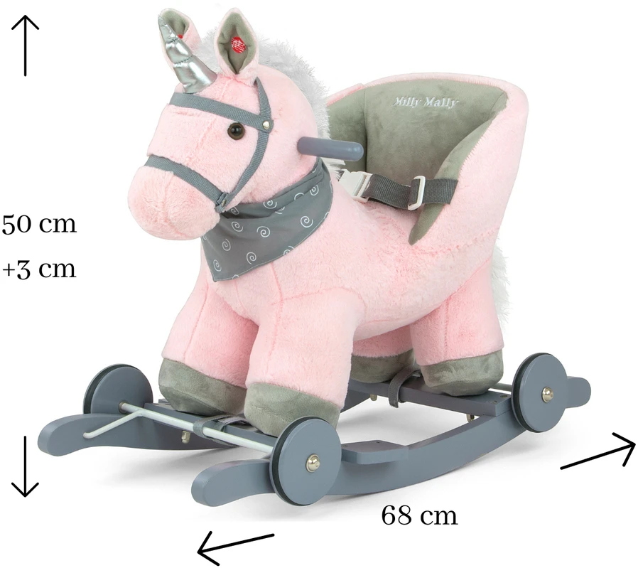 Supamasis žirgas su melodija ir ratukais Milly Mally Polly rožinis