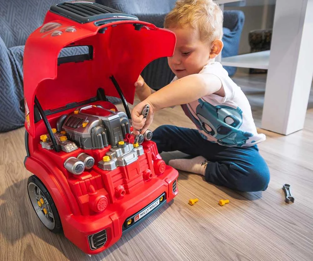 Realistiškas automobilio priekio modelis su atidaromu gaubtu Milly Mally N-GINE raudonas