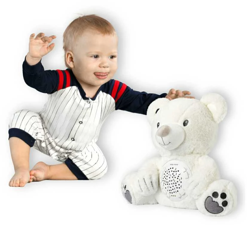 MILLY MALLY Milly Bear baltas pliušinis žaislas su projektoriumi