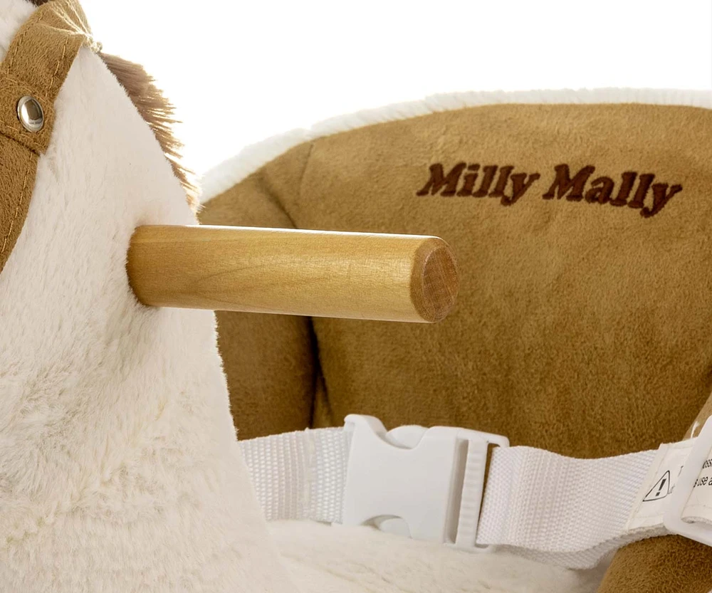 Milly Mally Polly baltas supamas arkliukas su melodija ir ratukais