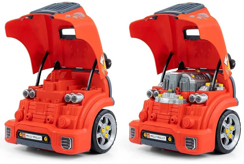 Realistiškas automobilio priekio modelis su atidaromu gaubtu Milly Mally N-GINE raudonas