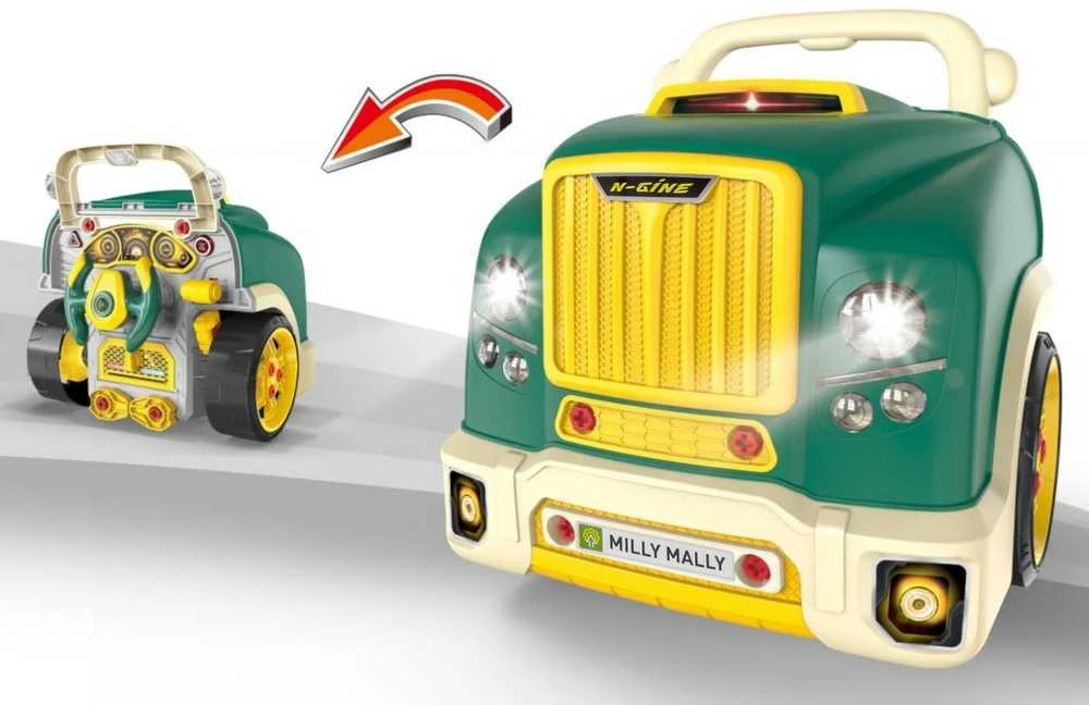 Realistiškas automobilio priekis su atidaromu gaubtu Milly Mally N-GINE žalias modelis
