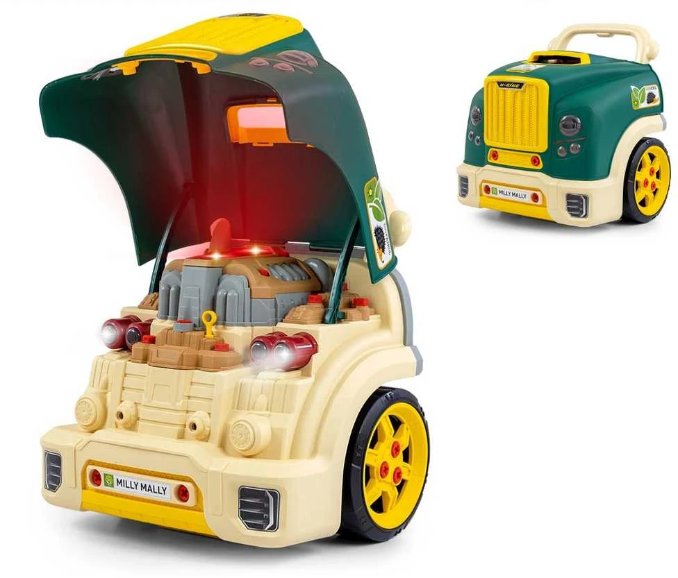 Realistiškas automobilio priekis su atidaromu gaubtu Milly Mally N-GINE žalias modelis