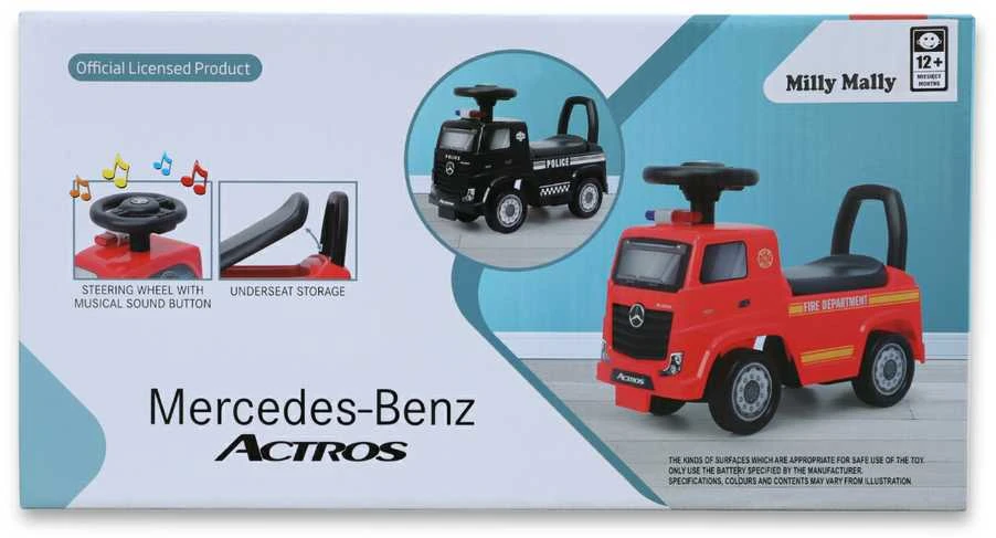 MILLY MALLY Važiuoklė Mercedes-Benz Actros ugniagesių automobilis raudonas