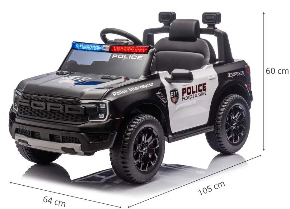 Milly Mally Elektromobilis Ford Ranger Police Juodas