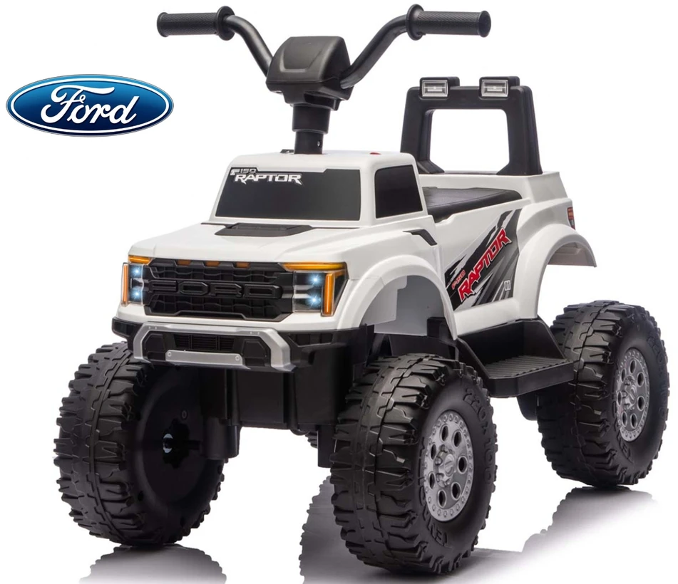 Ford F-150 Raptor Milly Mally elektrinis vaikiškas automobilis, baltas