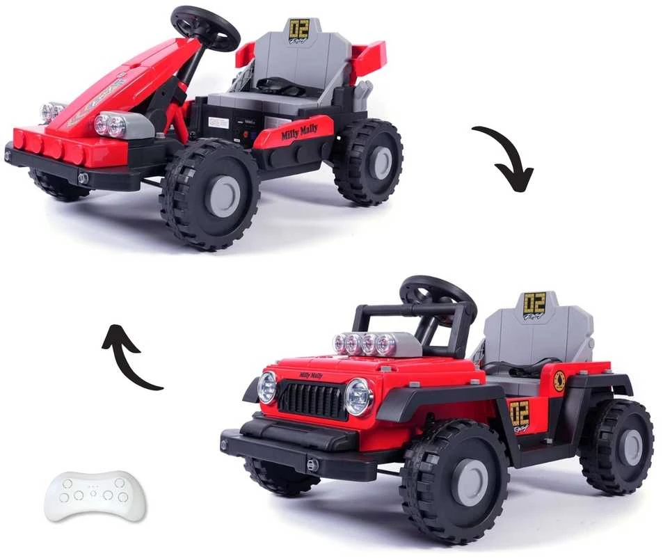Elektrinis vaikiškas automobilis Milly Mally Prime 2in1 raudonas