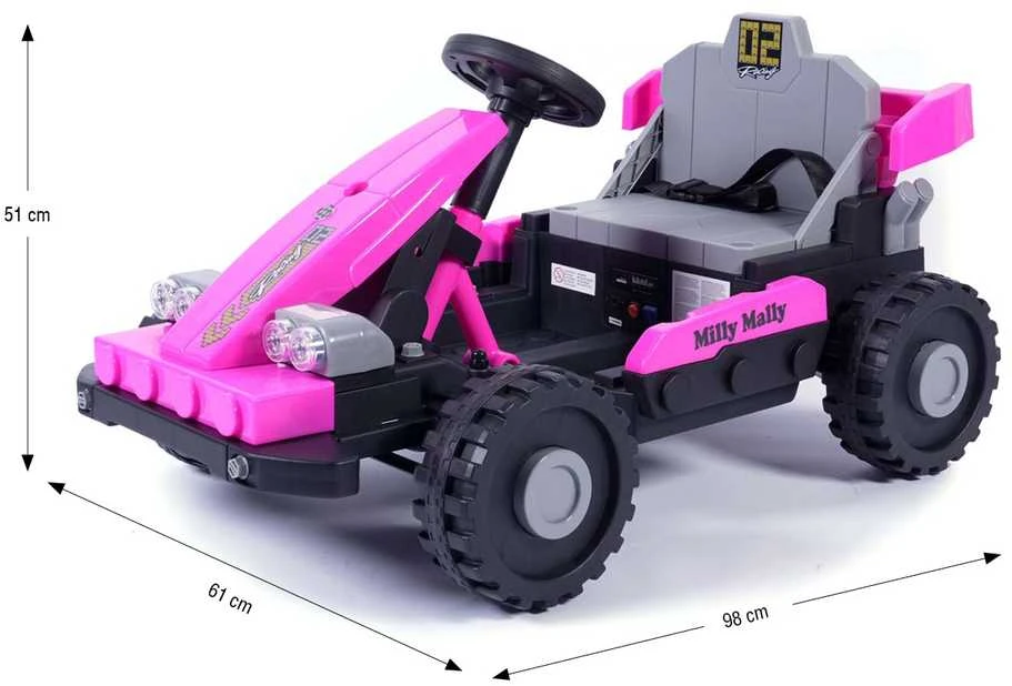 Elektrinis vaikiškas automobilis Milly Mally Prime 2in1 rožinis