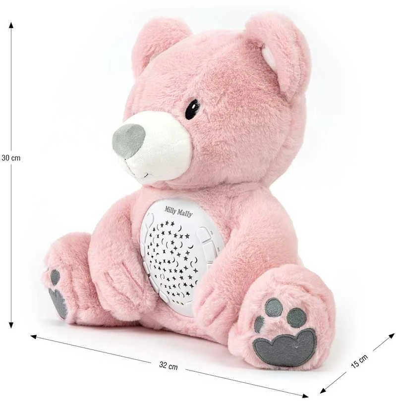 MILLY MALLY projektorius pliušinis žaislas Milly Bear rožinis