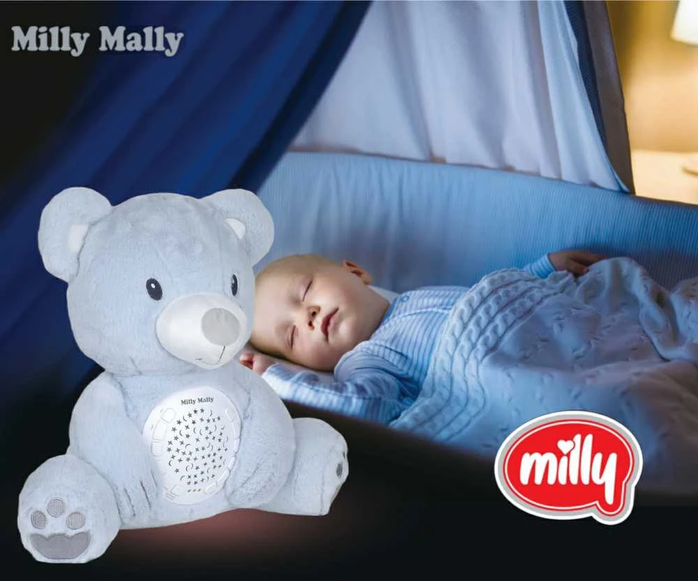 Mėlyna MILLY MALLY pliušinis žaislas su projektoriumi Milly Bear Mėlyna