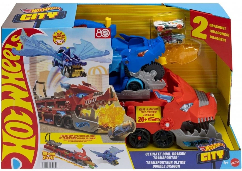 Mattel HOT WHEELS CITY transporteris – Dvigubas drakonas (JBM72)