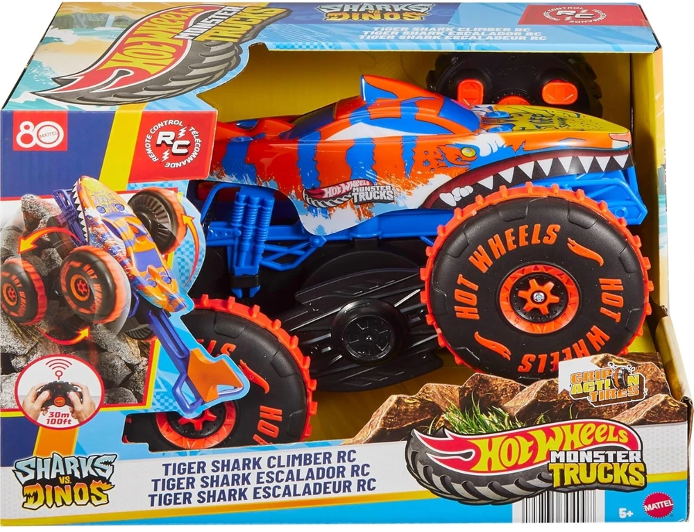 Mattel HOT WHEELS MONSTER TRUCKS RC automodelis – Tigrinis ryklys (JFR39)