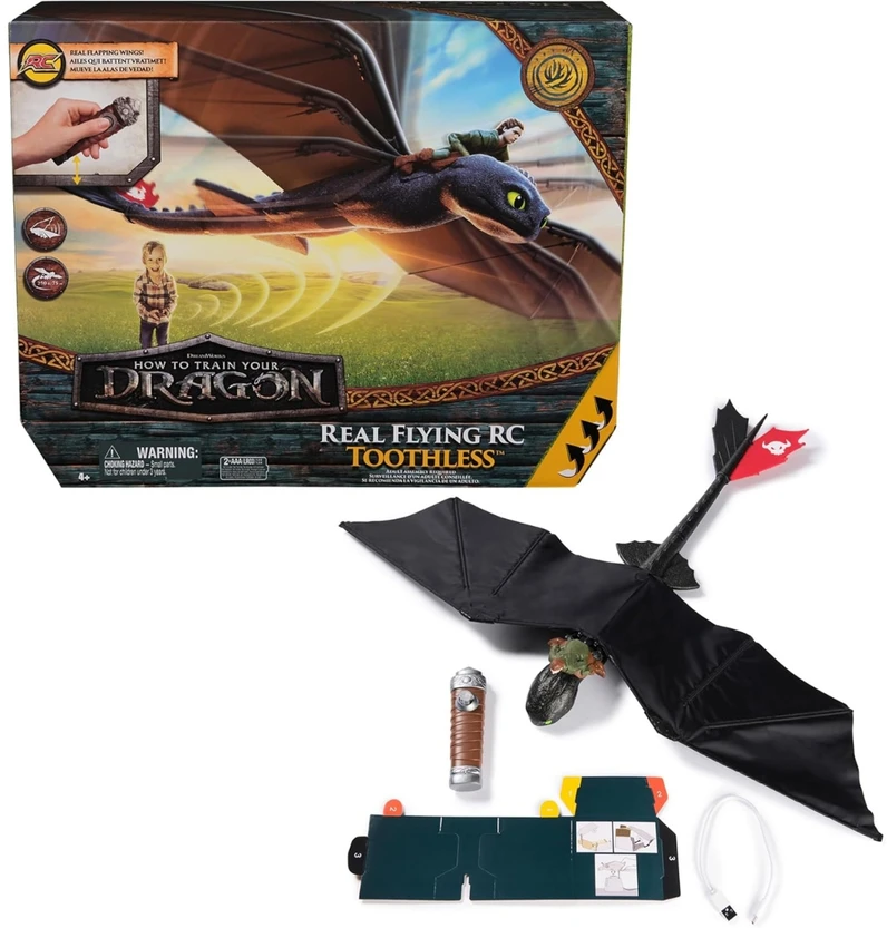 Spin Master Skraidantis bedantis interaktyvus RC figūrėlė Kaip prisijaukinti drakono sparnus 76 cm bedantis