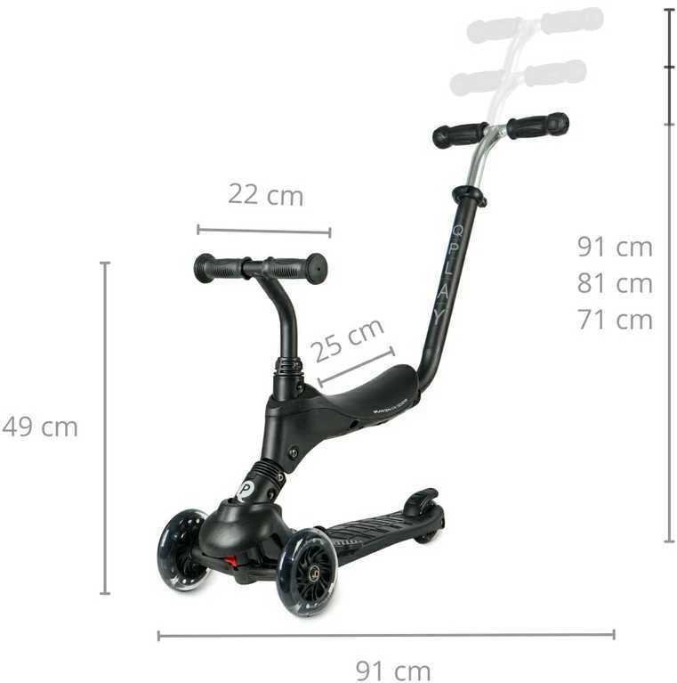 MILLY MALLY 5690 Qplay Sema Pro 3in1 Paspirtukas juodas