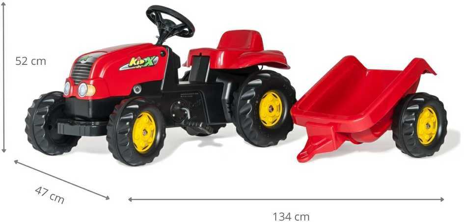 Rolly Toys 012121 Rolly Kid Tractor su priekaba Raudona Rolly Toys