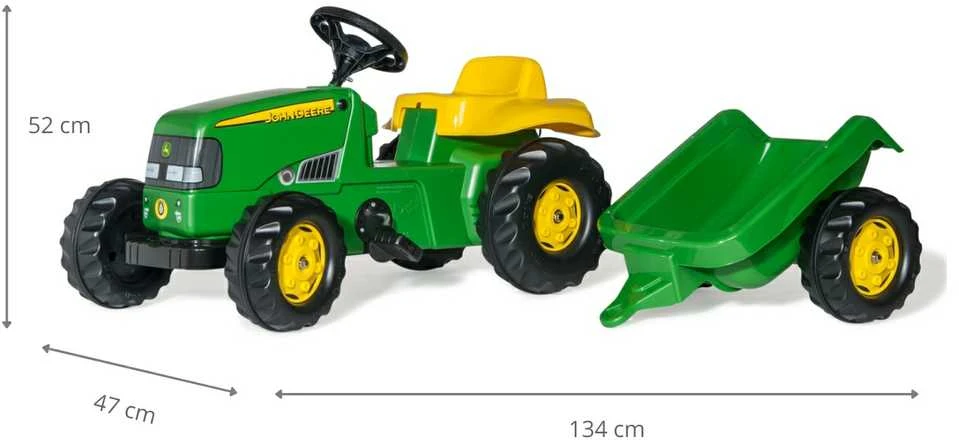 Rolly Toys „Rolly Toy Rollykid“ traktorius pedalams John Deere su 2–5 metų priekaba