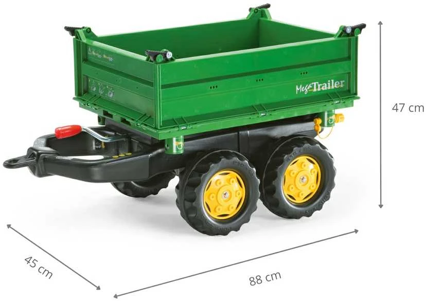 Rolly Toys Priekaba Mega Tipper Traktoriui, Žalia, Dvigubas Ašies