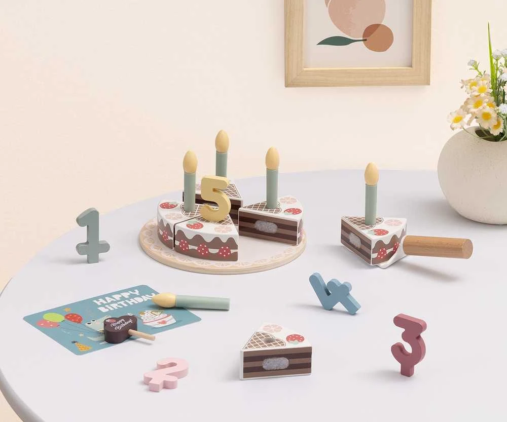Tooky Toys Medinis gimtadienio tortas su žvakutėmis TOOKY TOY