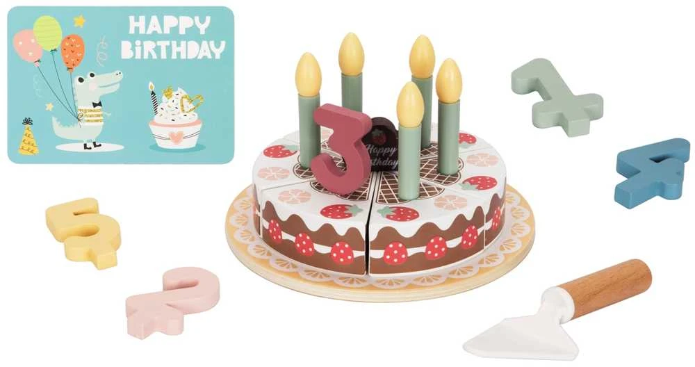 Tooky Toys Medinis gimtadienio tortas su žvakutėmis TOOKY TOY