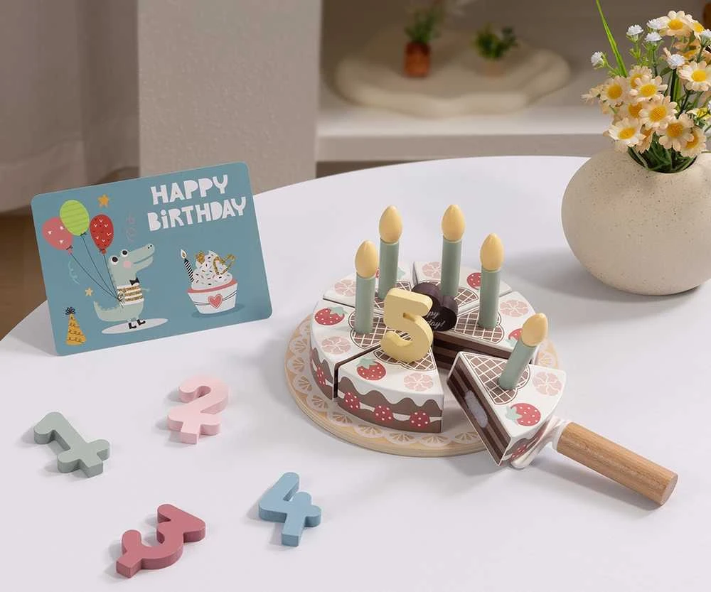 Tooky Toys Medinis gimtadienio tortas su žvakutėmis TOOKY TOY
