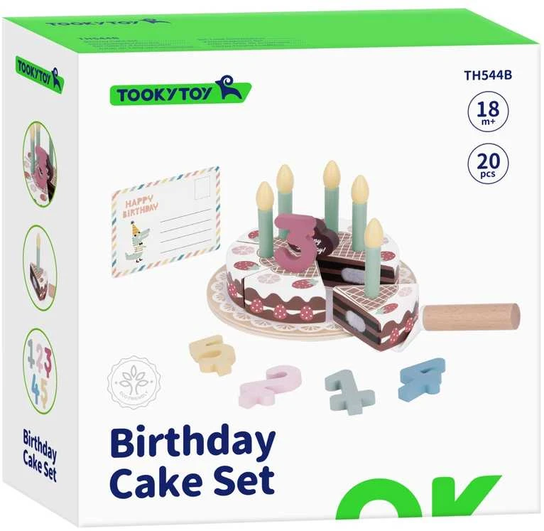 Tooky Toys Medinis gimtadienio tortas su žvakutėmis TOOKY TOY