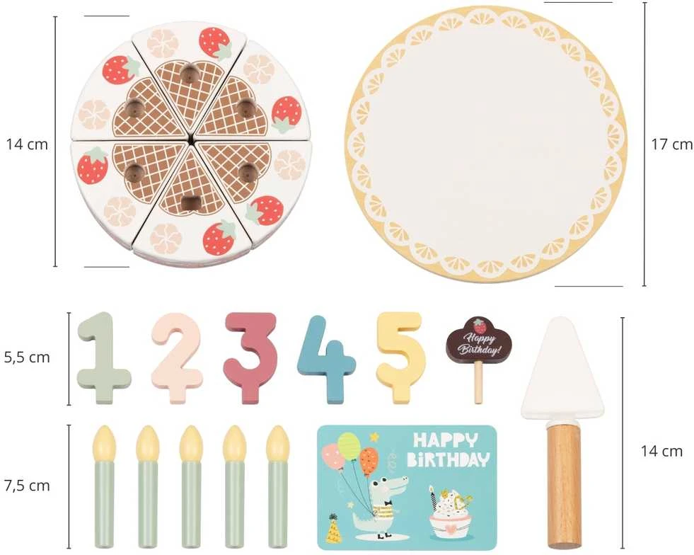 Tooky Toys Medinis gimtadienio tortas su žvakutėmis TOOKY TOY