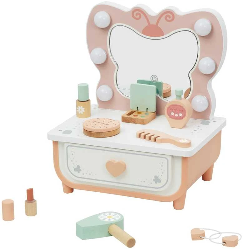 Tooky Toys Medinis makiažo staliukas TOOKY TOY Drugelis su LED apšvietimu