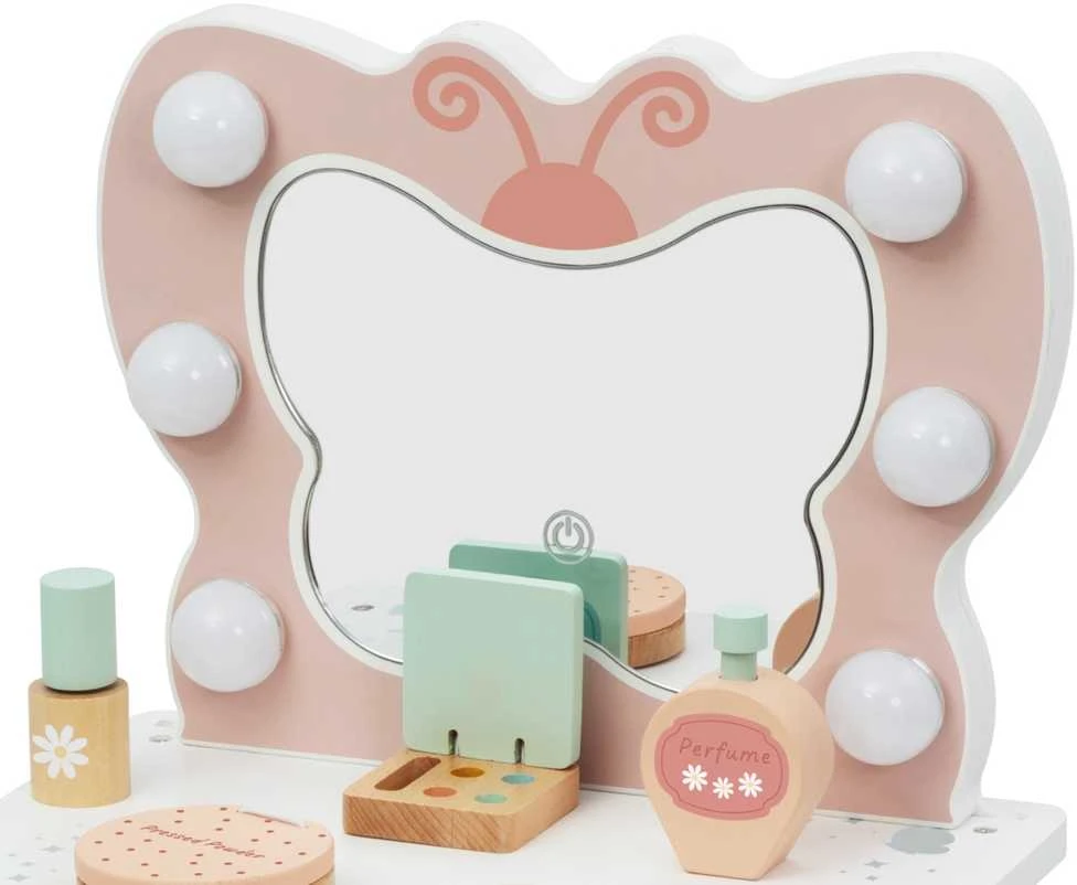 Tooky Toys Medinis makiažo staliukas TOOKY TOY Drugelis su LED apšvietimu