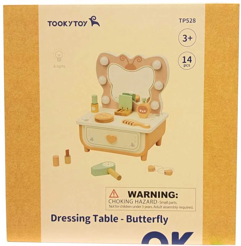 Tooky Toys Medinis makiažo staliukas TOOKY TOY Drugelis su LED apšvietimu