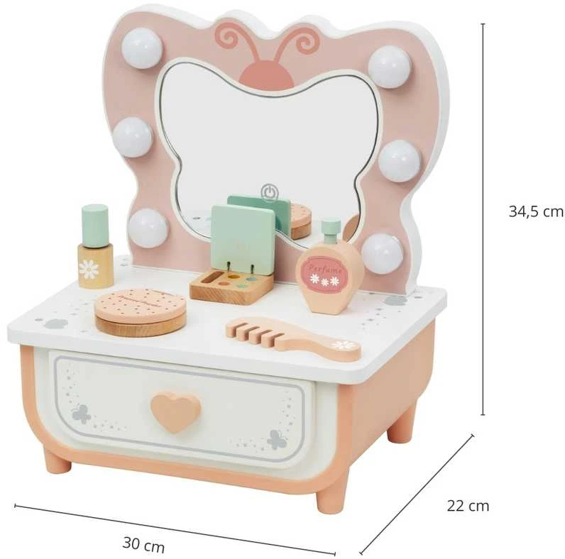 Tooky Toys Medinis makiažo staliukas TOOKY TOY Drugelis su LED apšvietimu