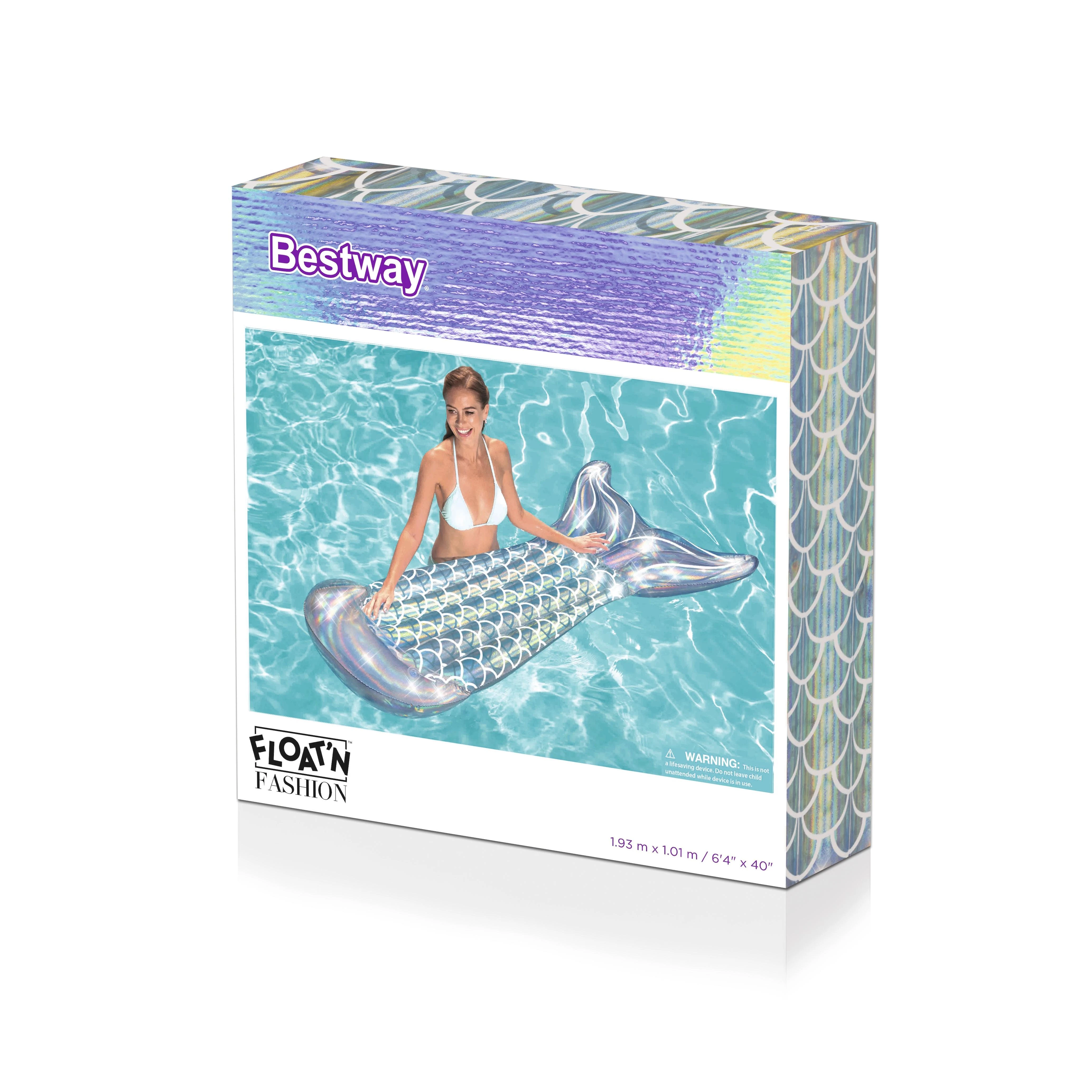 BESTWAY pripučiamas čiužinys Iridescent Mermaid Tail, 1.93m x 1.01m, 43413