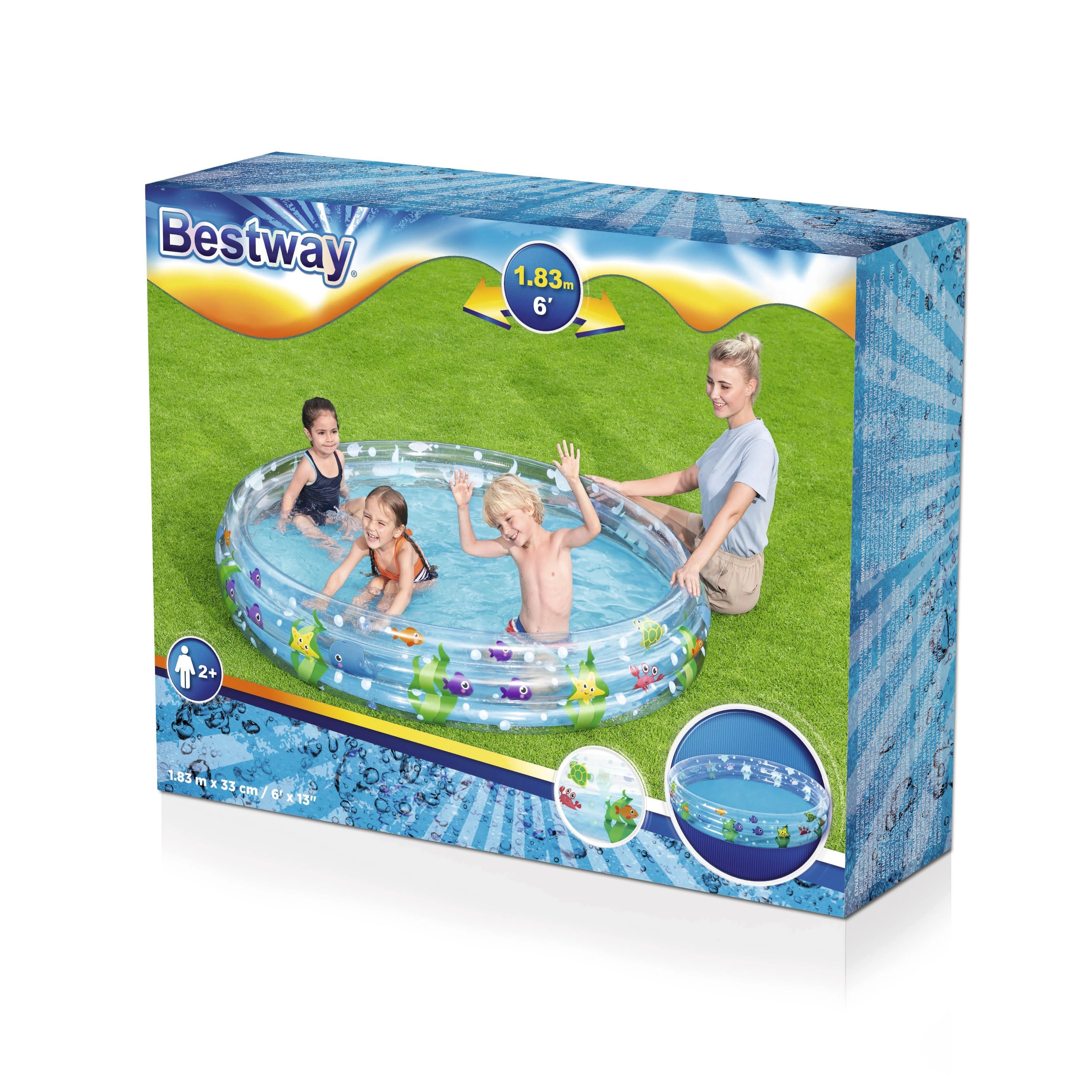 Bestway® vaikiškas pripučiamas baseinas Deep Dive Ø 183 x 33 cm, apvalus