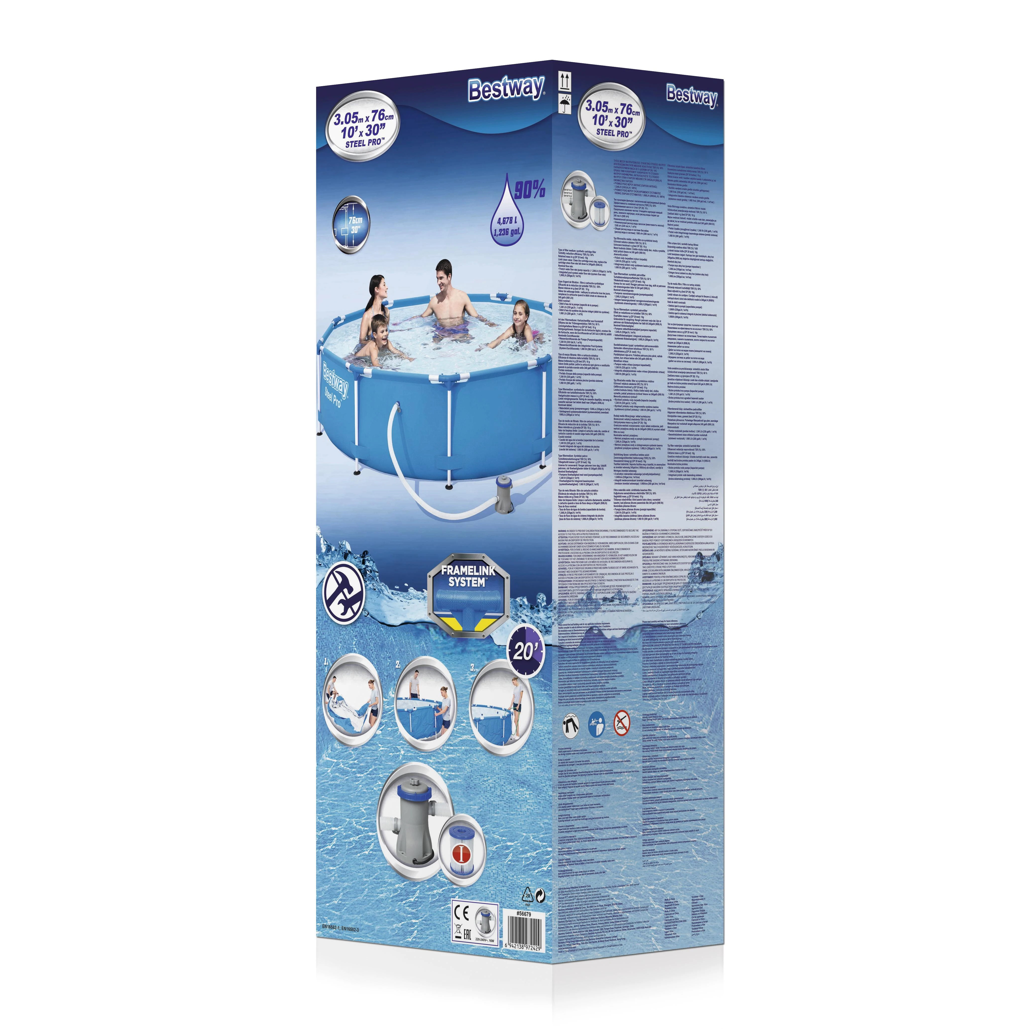 Karkasinis baseinas su siurbliu Bestway Steel Pro  56679 305x76cm