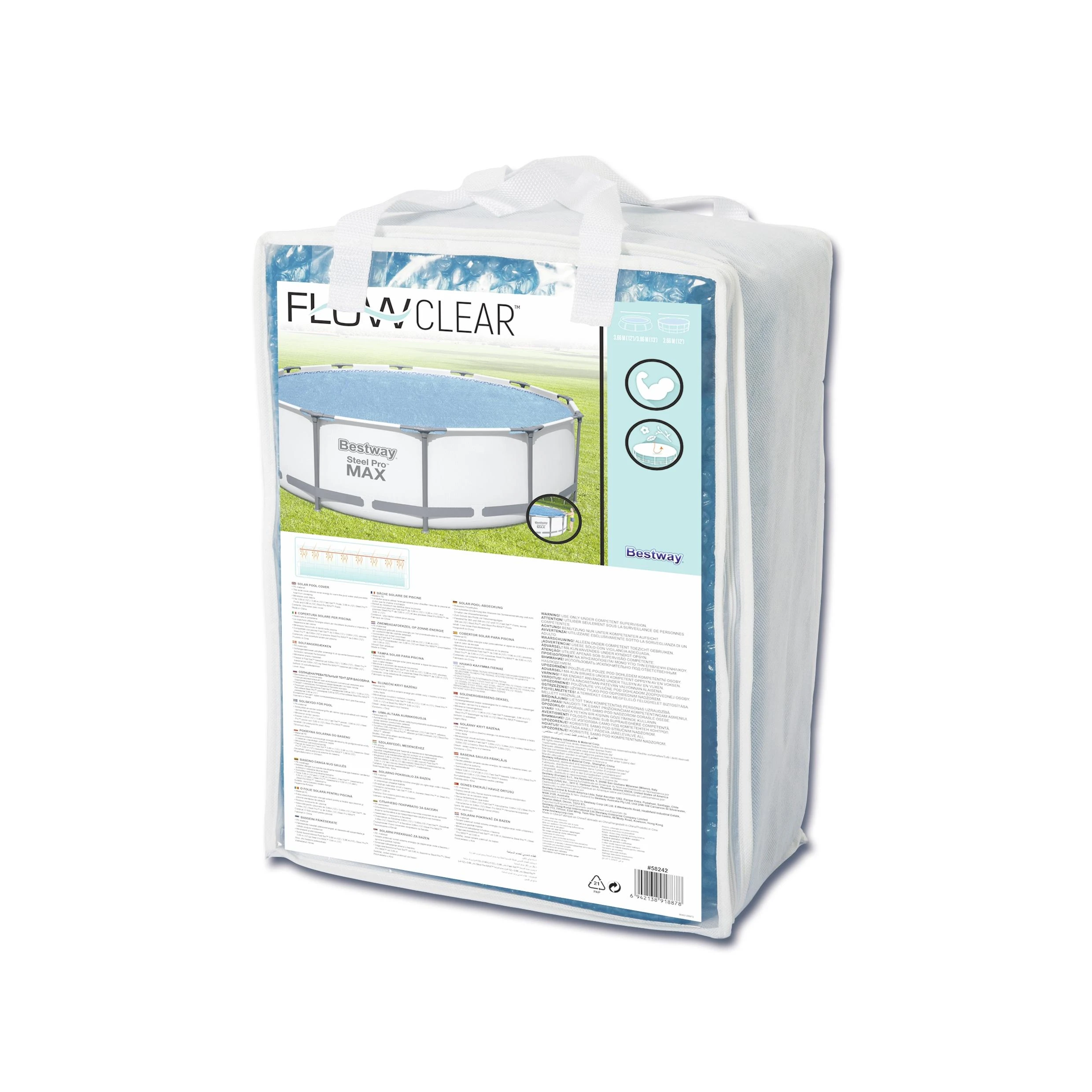Bestway Šilumą sulaikantis baseino uždangalas Flowclear, 356cm