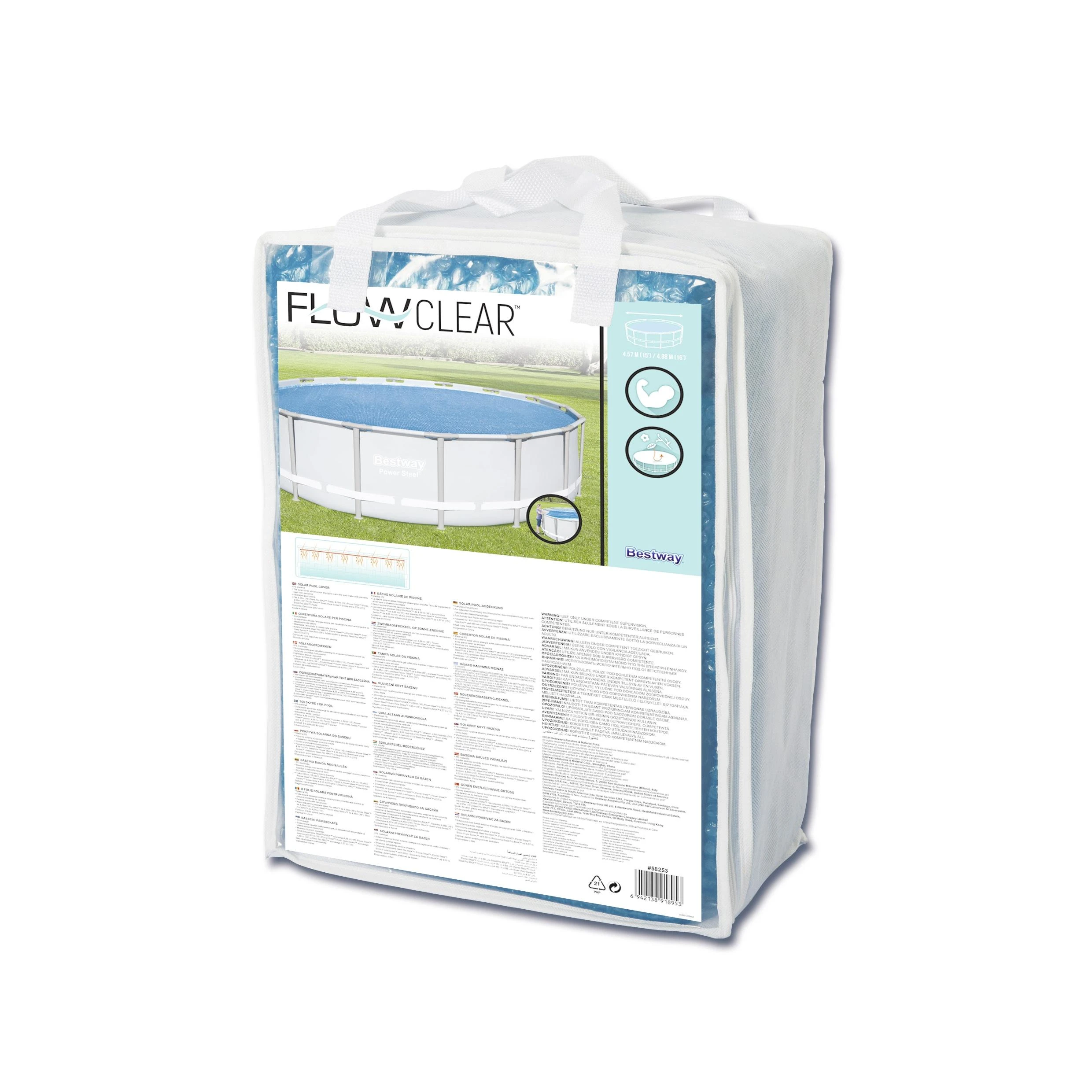 Bestway Baseino uždangalas Flowclear, mėlynas, 462cm, apskritas