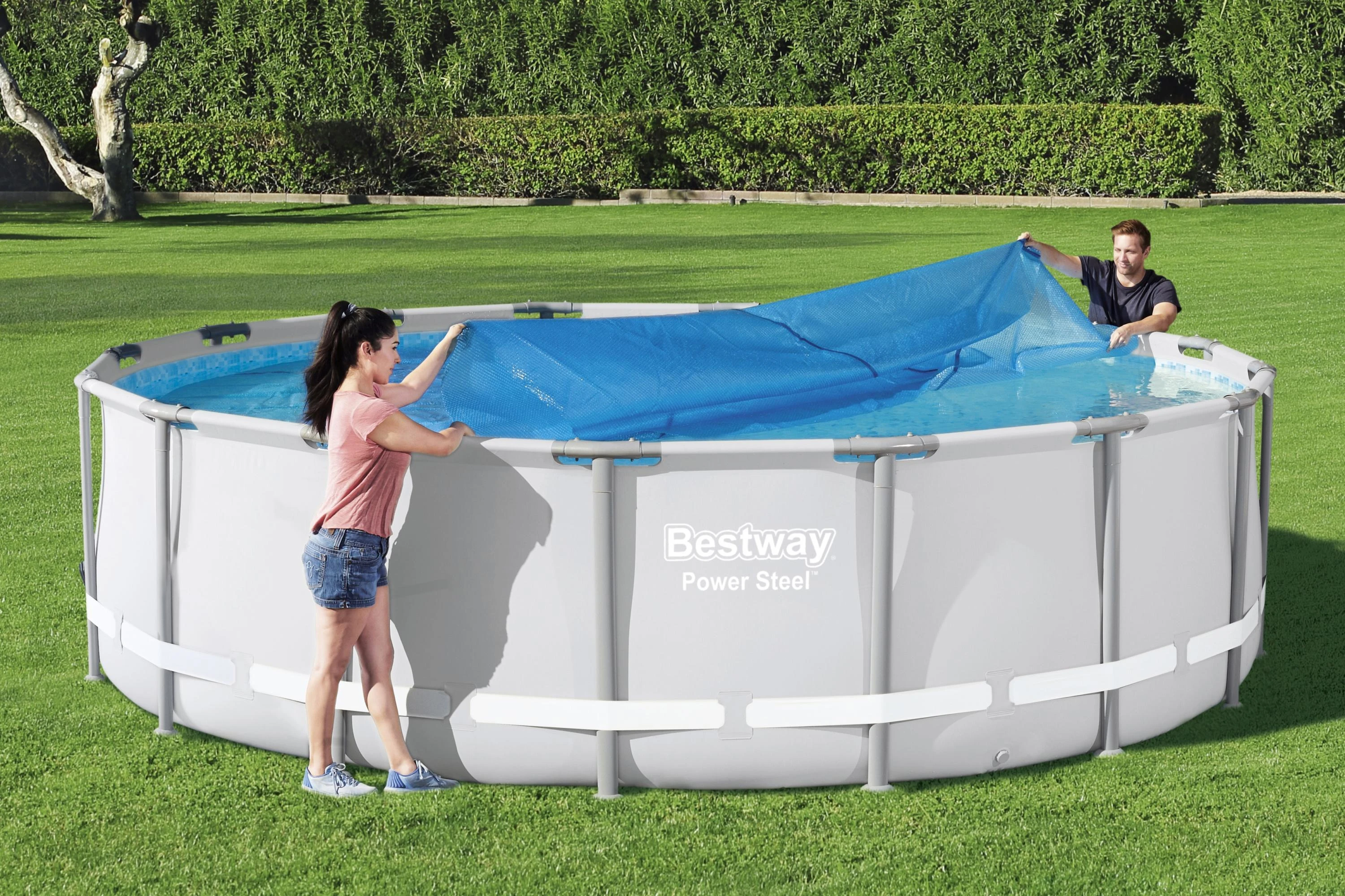 Bestway Baseino uždangalas Flowclear, mėlynas, 462cm, apskritas