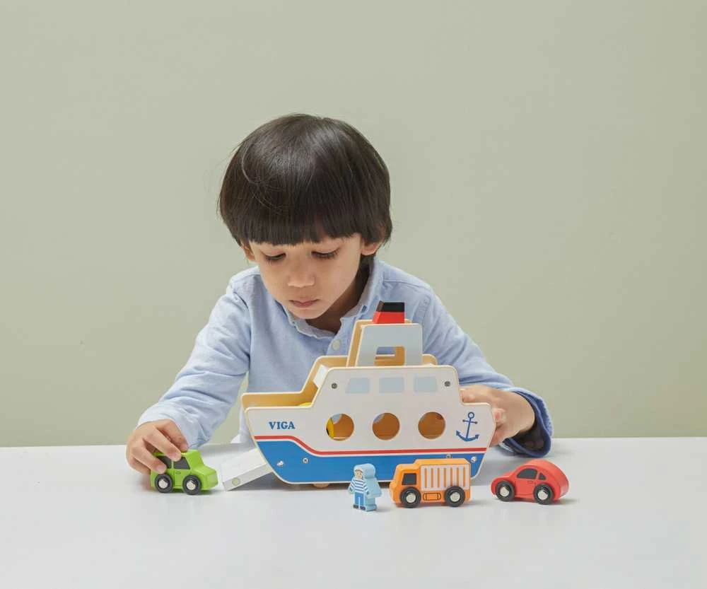 Viga Toys „Viga“ medinis laivas „Captain Car 4 PCS“.