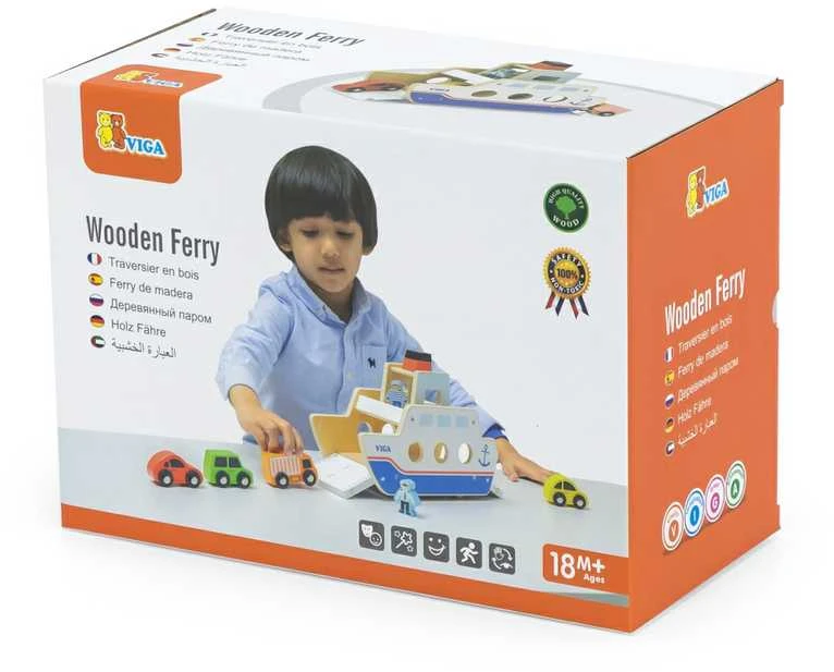 Viga Toys „Viga“ medinis laivas „Captain Car 4 PCS“.