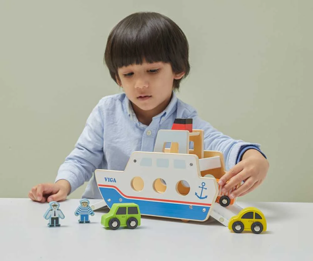 Viga Toys „Viga“ medinis laivas „Captain Car 4 PCS“.