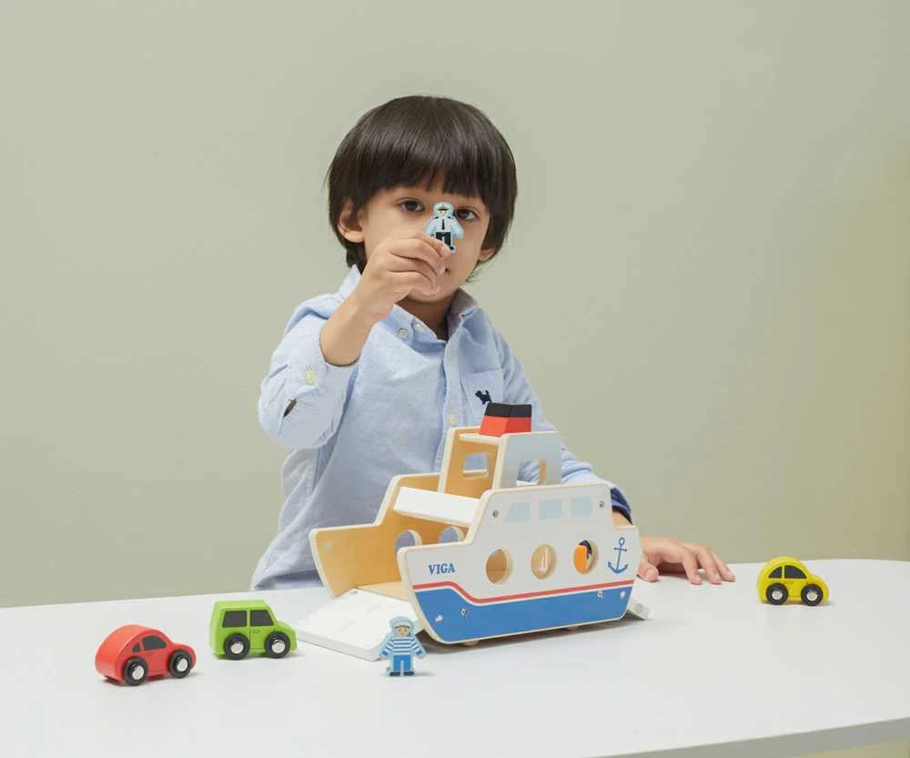 Viga Toys „Viga“ medinis laivas „Captain Car 4 PCS“.