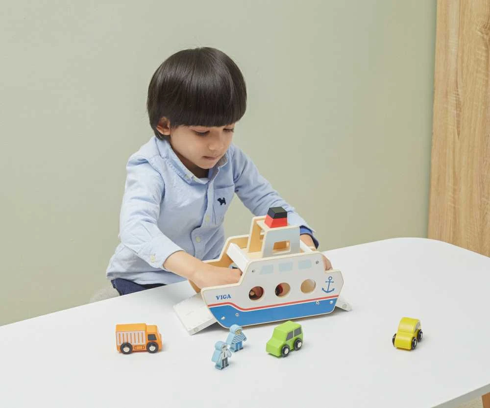Viga Toys „Viga“ medinis laivas „Captain Car 4 PCS“.