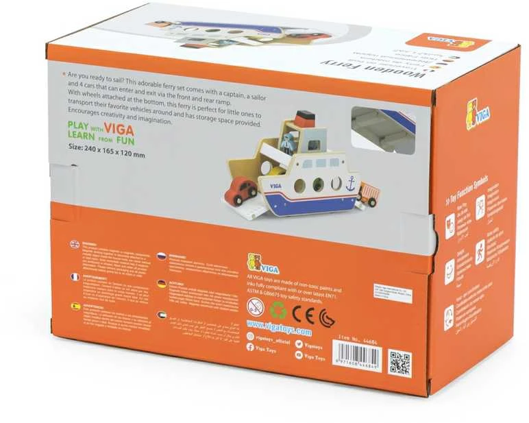 Viga Toys „Viga“ medinis laivas „Captain Car 4 PCS“.