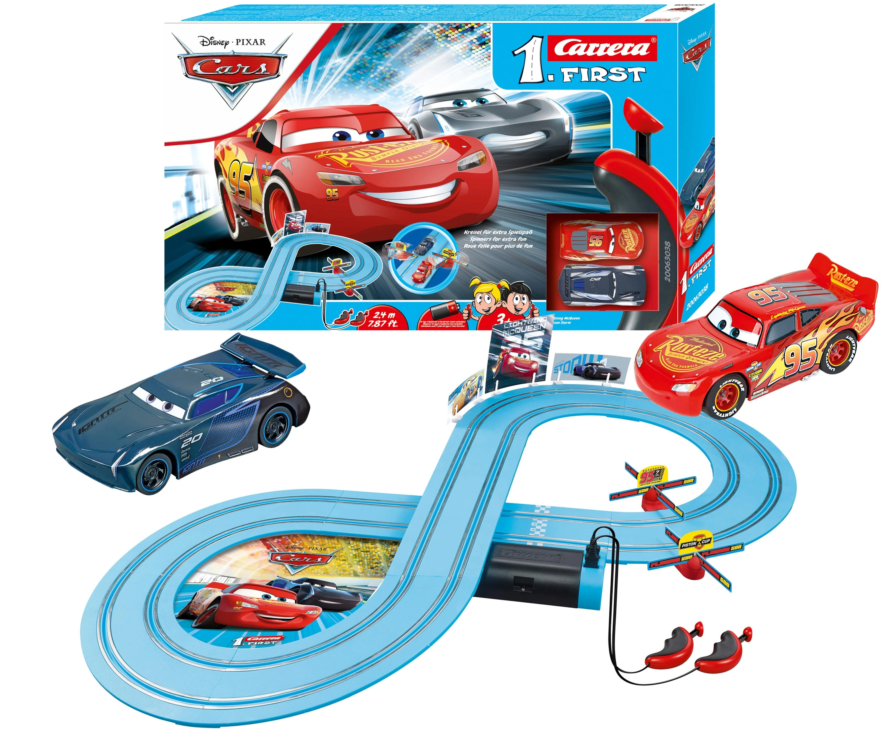 Carrera Pixar automobiliai - galios dvikovos lenktynės