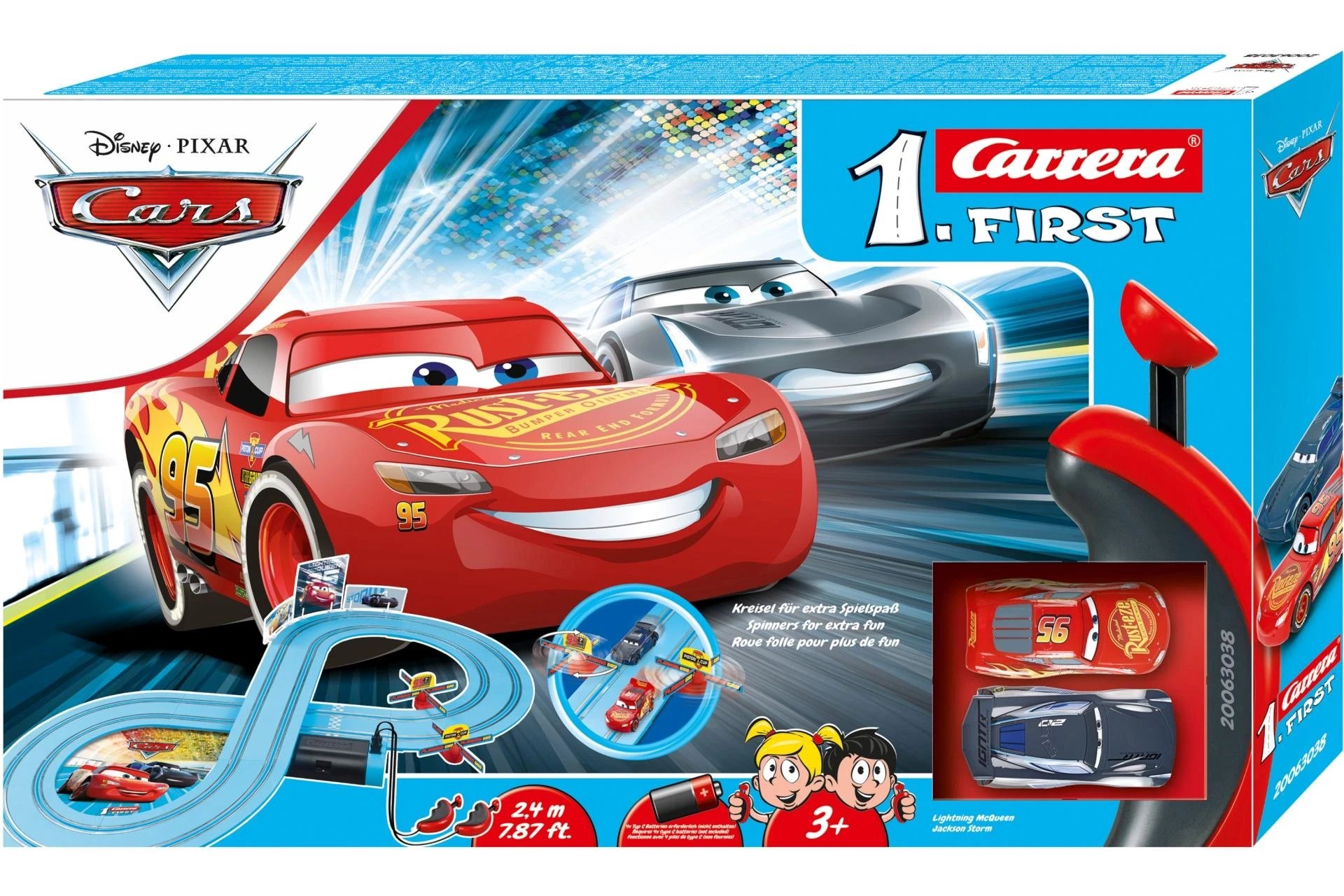 Carrera Pixar automobiliai - galios dvikovos lenktynės