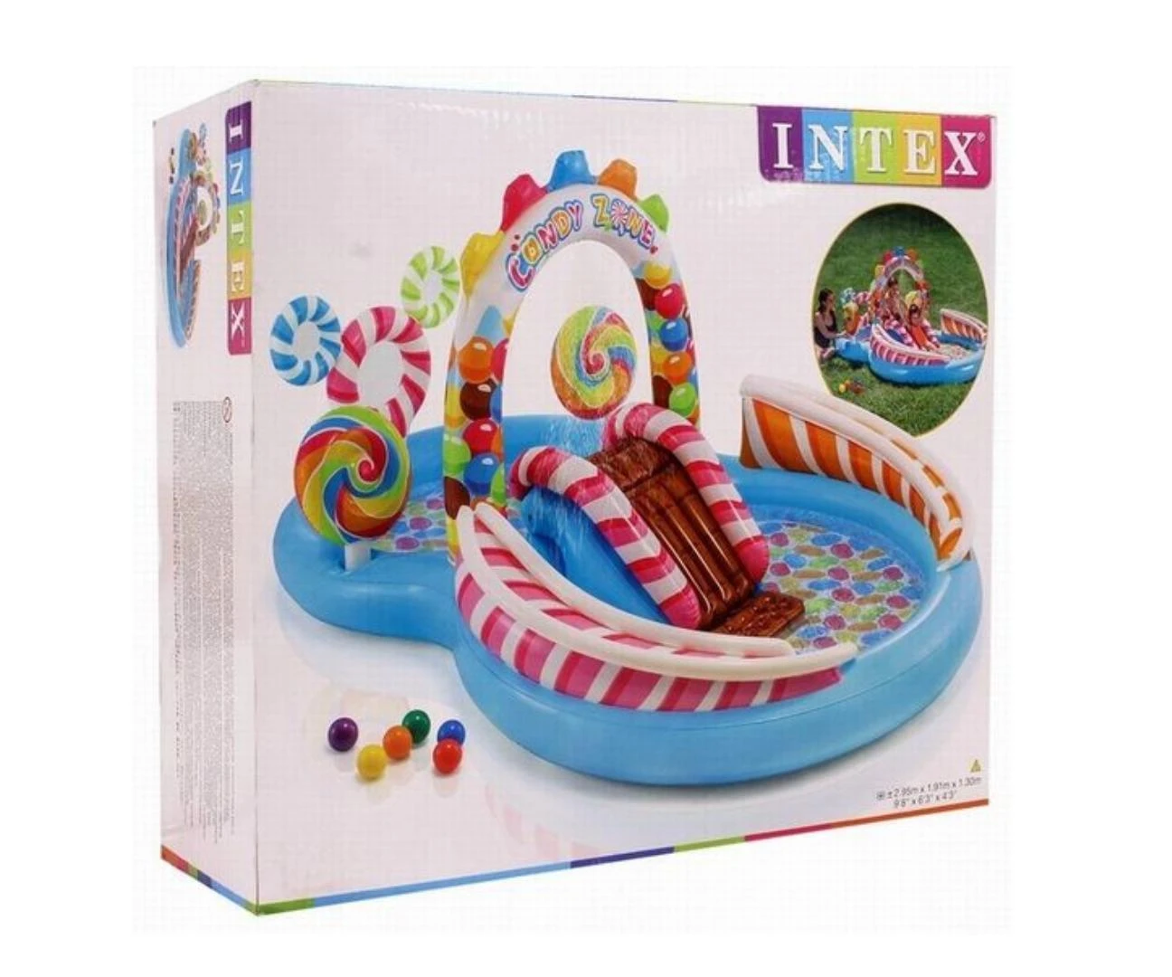 INTEX CANDY WATER ŽAIDIMŲ AIKŠTELĖ, 295 CM X 191 CM X 130 CM, 57149NP