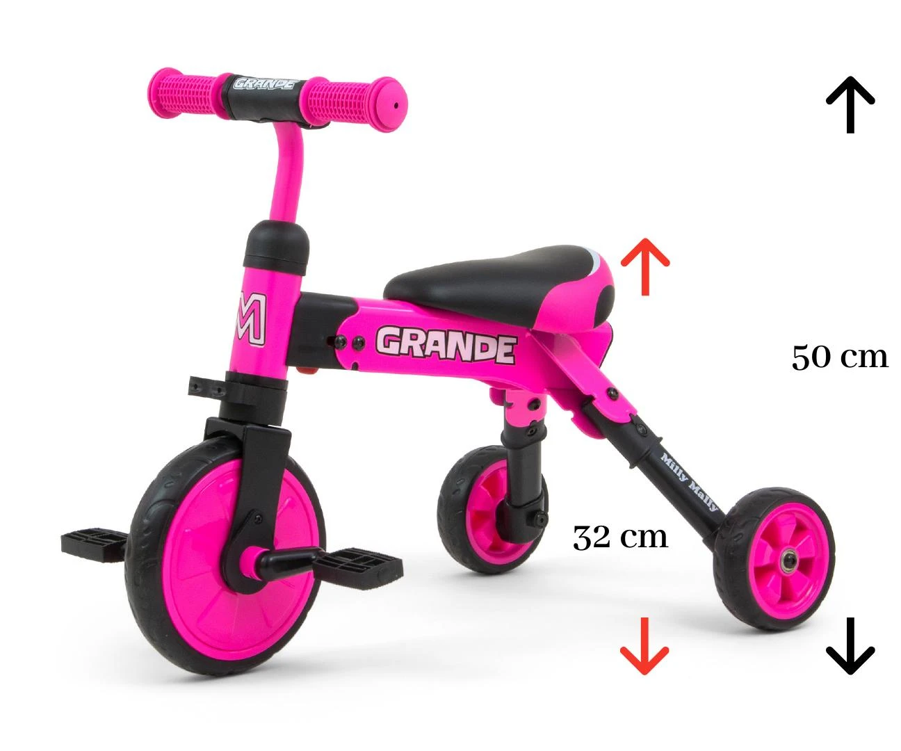 MILLY MALLY 2in1 Grande rožinis dviratis