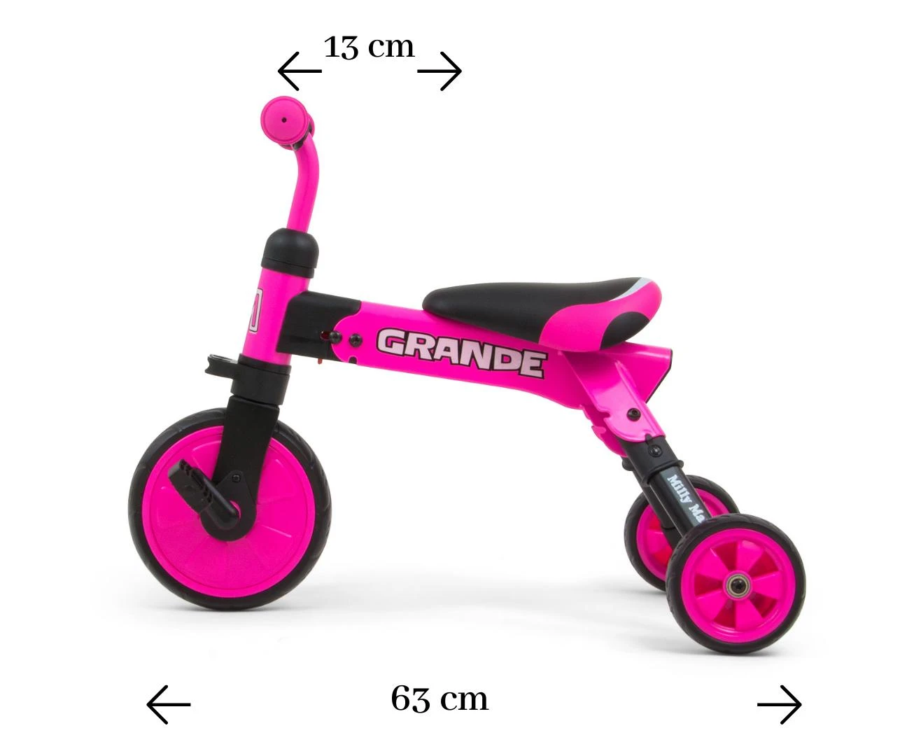 MILLY MALLY 2in1 Grande rožinis dviratis