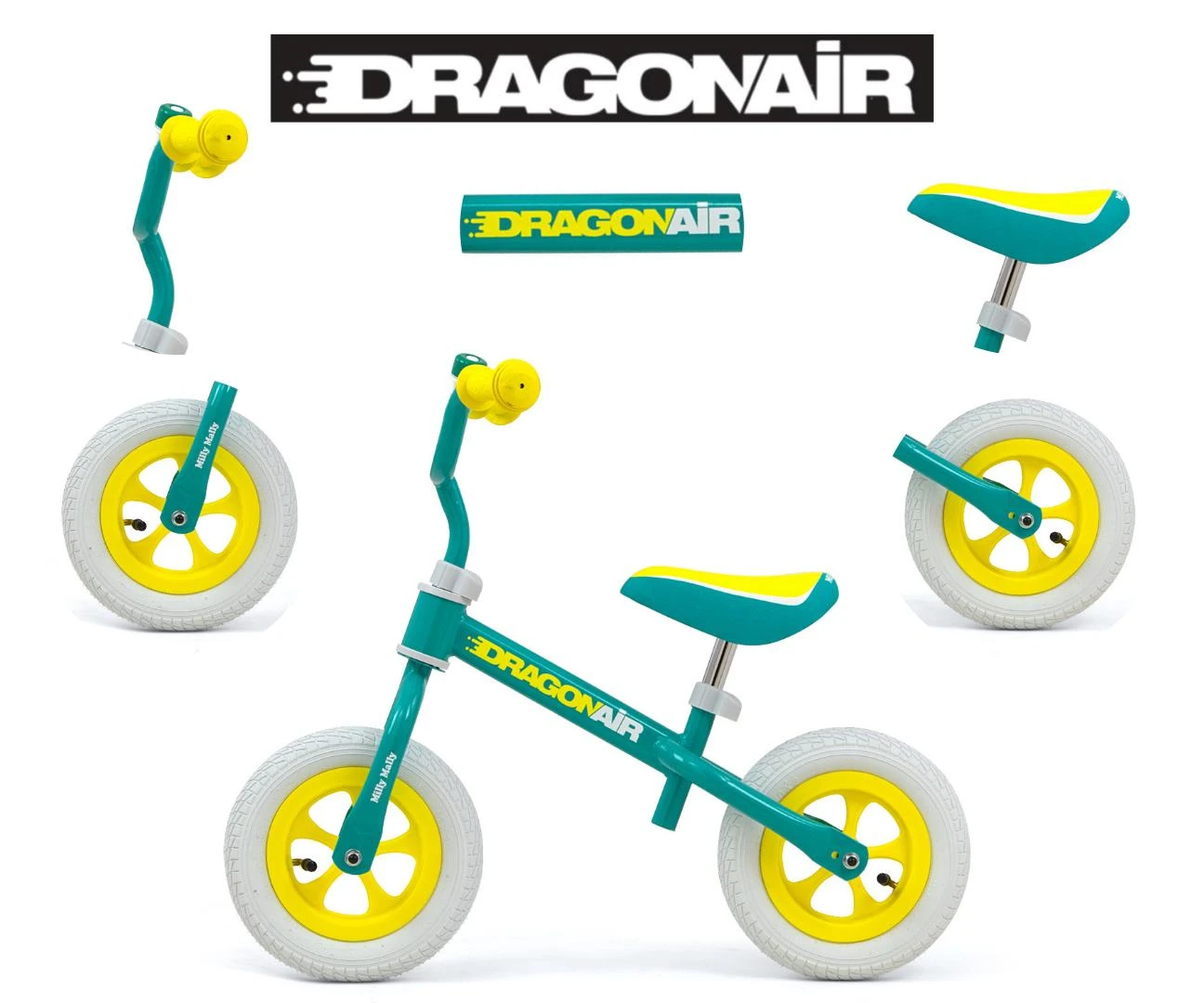 Balansinis dviratukas Milly Mally Dragon Air, mėtinis